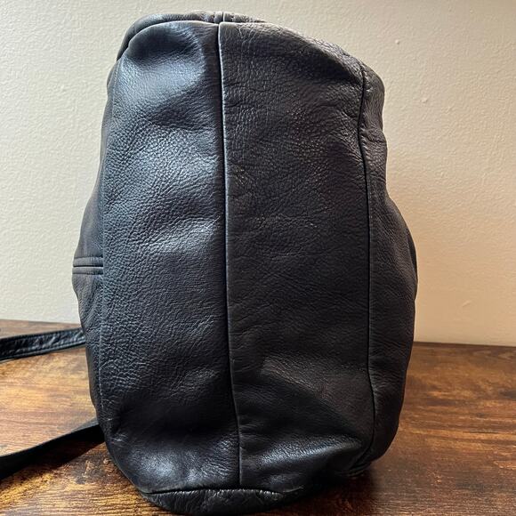 Victoria Leather Co Shoulder Bag Large Black Pebbled Leather Droplet Crossbody - Picture 5 of 15